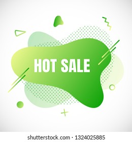 Modern liquid abstract special offer price sign HOT SALE text gradient flat style design fluid vector colorful vector illustration banner simple shape advertising big sale or clearance symbol.
