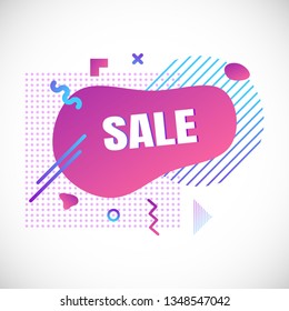 Modern liquid abstract special offer price sign SALE text gradient flat style design fluid vector colorful vector illustration banner simple shape advertising big sale or clearance symbol of promotion