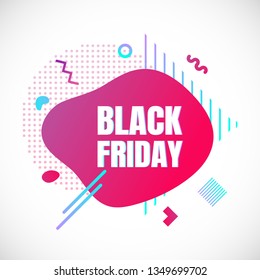 Modern liquid abstract special offer price sign BLACK FRIDAY text gradient flat style design fluid vector colorful vector illustration banner simple shape advertising big sale or clearance symbol 