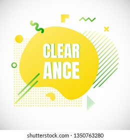 Modern liquid abstract special offer price sign CLEARANCE text gradient flat style design fluid vector colorful vector illustration banner simple shape advertising big sale or clearance symbol.