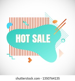 Modern liquid abstract special offer price sign HOT SALE text gradient flat style design fluid vector colorful vector illustration banner simple shape advertising big sale or clearance symbol.