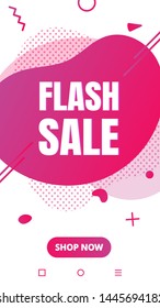 Modern liquid abstract special offer price sign FLASH SALE text gradient flat style design fluid vector colorful vector illustration banner simple shape advertising big sale or clearance symbol.