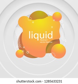 Modern liquid abstract vector banner. Geometric shapes with gradient colors with white outlines.