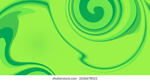 Fundo líquido moderno com gradiente verde. Composição do plano de fundo cheia de pontos dinâmicos. vetor