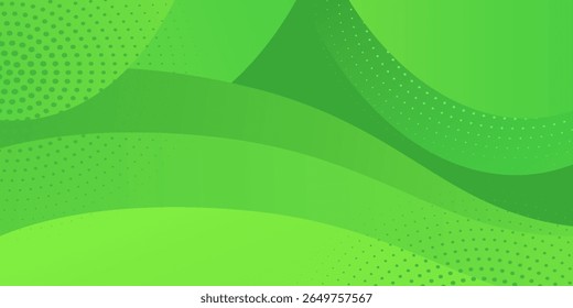 Modern liquid background with green gradient. Background composition full of dynamic dots.