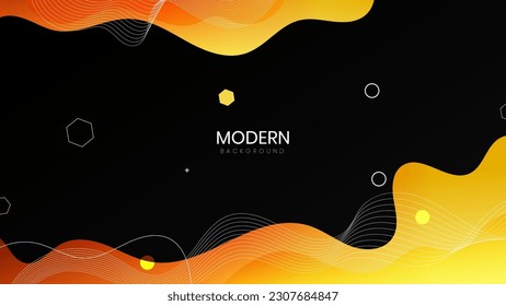Fondo líquido moderno con fondo naranja y negro