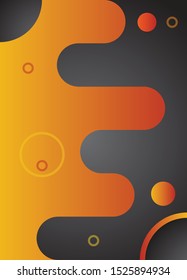 Modern liquid background with orange gradient color and strip and circle elements