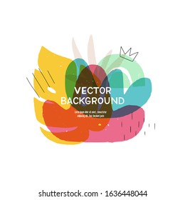 Modern liquid blobs layout with hand drawn elements. Floral motif paint splashes in abstract banner with copy space. Overlapping wavy and natural shapes template for cover, card, apparel, blog, vlog