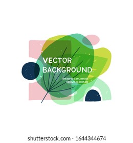 Modern liquid blobs layout with hand drawn elements. Floral motif paint splashes in abstract banner with copy space. Overlapping wavy and natural shapes template for cover, landing, apparel, blog