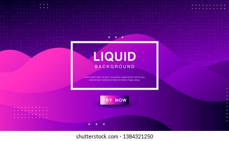 Modern liquid color background. Dynamic textured geometric element design with dots decoration. Purple and pink gradient light vector illustration.