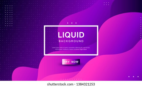 Modern liquid color background. Dynamic textured geometric element design with dots decoration. Purple and pink gradient light vector illustration.