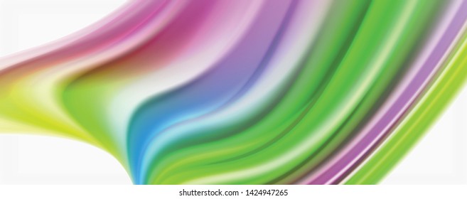 Flujos modernos de color líquido en el afiche de flujo blanco - colorido. Forma Líquida de oleada Techno con fondo de color blanco. Diseño para su proyecto de diseño. Vector