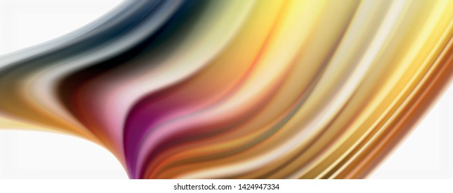 Modern Liquid color flow on white - colorful flow poster. Techno Wave Liquid shape in white color background. Design for your design project. Vector