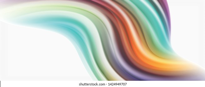 Modern Liquid color flow on white - colorful flow poster. Techno Wave Liquid shape in white color background. Design for your design project. Vector