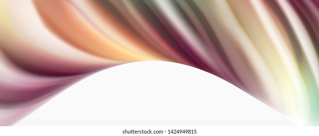Flujos modernos de color líquido en el afiche de flujo blanco - colorido. Forma Líquida de oleada Techno con fondo de color blanco. Diseño para su proyecto de diseño. Vector