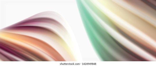 Modern Liquid color flow on white - colorful flow poster. Techno Wave Liquid shape in white color background. Design for your design project. Vector