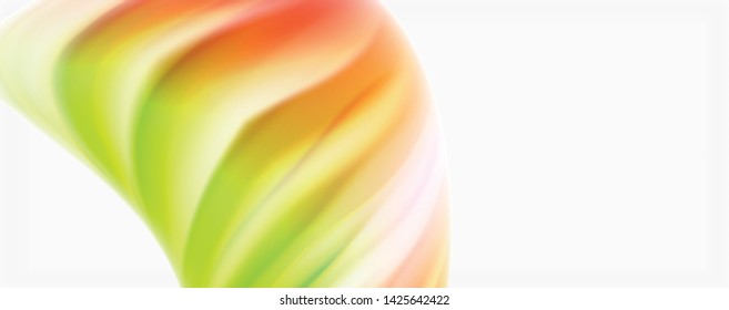 Modern Liquid color flow on white - colorful flow poster. Techno Wave Liquid shape in white color background. Design for your design project. Vector