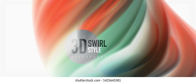 Flujos modernos de color líquido en el afiche de flujo blanco - colorido. Forma Líquida de oleada Techno con fondo de color blanco. Diseño para su proyecto de diseño. Vector