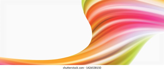 Modern Liquid color flow on white - colorful flow poster. Techno Wave Liquid shape in white color background. Design for your design project. Vector
