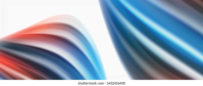 Flujos modernos de color líquido en el afiche de flujo blanco - colorido. Forma Líquida de oleada Techno con fondo de color blanco. Diseño para su proyecto de diseño. Vector