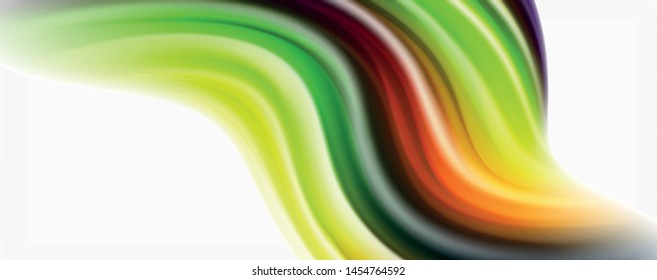 Flujos modernos de color líquido en el afiche de flujo blanco - colorido. Forma Líquida de oleada Techno con fondo de color blanco. Diseño para su proyecto de diseño. Vector
