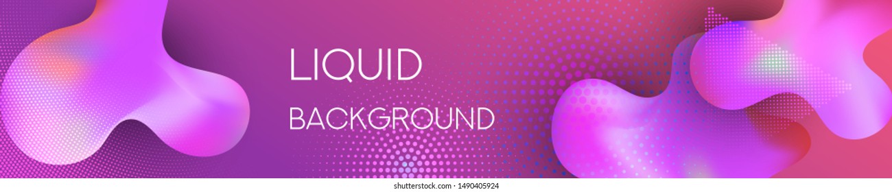 Modern Liquid Design Banners. Vector Fluid Shapes Trendy Abstract Background. Presentation, Web, Promotional, Print Template. Bright 3D Wallpaper Design.
