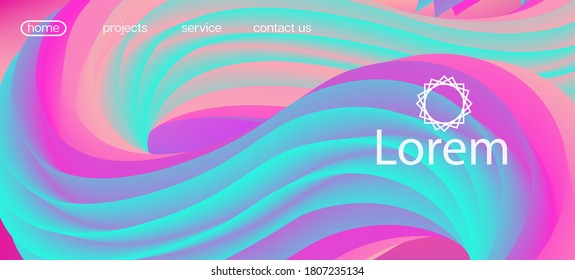 Modern Liquid Flow Banner. Landing Page, Pink, Purple Background. Colorful Lucid Gradient Overlay. Dynamic Movement Trendy Wave. Neon Color Website Template. 3d Fluid Vibrant Vector Background.