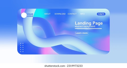 Modern Liquid Flow Banner. Landing Page, Blue, Purple Background. Neon Color Website Template. Dynamic Movement Trendy Wave. Futuristic Bright Gradient Premium Overlay. 3d Fluid Vibrant Vector