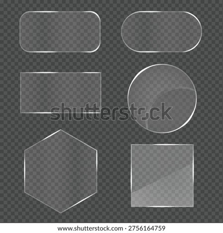 Modern liquid glass effect frames collection glowing geometric shapes transparent background 
