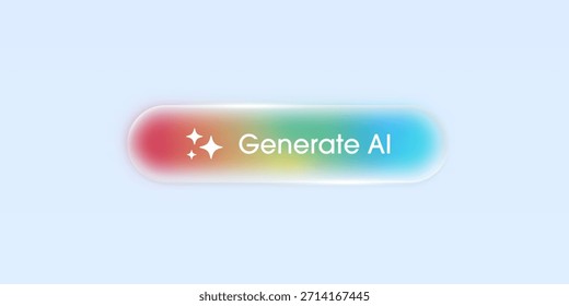 Los Botones de interfaz de vidrio líquido modernos con luz para IA generan. Formas rectangulares redondeadas en diseño de estilo de morfismo de vidrio para diseño de interfaz de usuario e interfaz de Sitio web, o App. Ilustración vectorial.