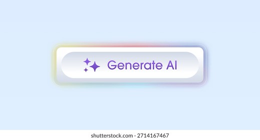 Los Botones de interfaz de vidrio líquido modernos con luz para IA generan. Formas rectangulares redondeadas en elemento de diseño de estilo de morfismo de vidrio para diseño de interfaz de usuario e interfaz de Sitio web, o App. Ilustración vectorial.
