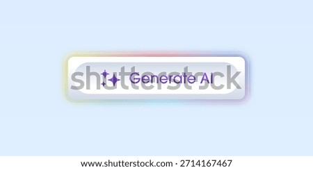 Modern liquid glass interface buttons with light for AI generate. Rounded rectangular shapes in glassmorphism style design element for UI design and website interface, or apps. Vector illustration.