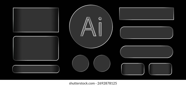 Modern Liquid Glass UI Interface — Futuristic Transparent Design in Illustrator