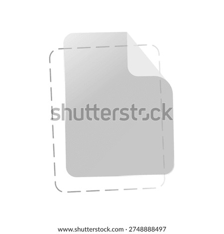 Modern liquid glass vector illustration of blank document silhouette. empty state, no file, missing data, or unavailable document. Minimal futuristic UI concept for apps, dashboards, cloud storage