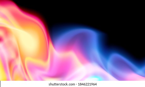 Modern liquid horizontal background. Abstract flame. Yellow and blue lights. Soft light spectral colors. Spectacular texture with chaotic waves. Trendy minimalistic look for mobile phones, cards.