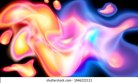 Modern liquid horizontal background. Abstract plasma. Yellow and blue lights. Soft light spectral colors. Spectacular texture with chaotic waves. Trendy minimalistic look for mobile phones, cards.