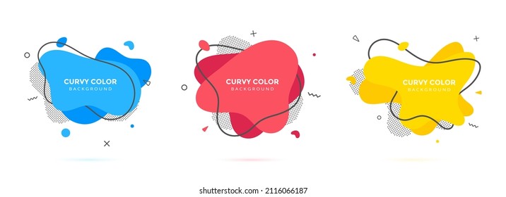 Moderno líquido irregular forma blob ameba elementos abstractos diseño gráfico de estilo plano fluido ilustración vectorial conjunto banner simple plantilla de forma para presentación, volante, aislado en fondo blanco