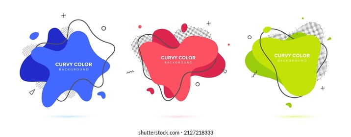 Moderno líquido irregular forma blob ameba elementos abstractos diseño gráfico de estilo plano fluido ilustración vectorial conjunto banner simple plantilla de forma para presentación, volante, aislado en fondo blanco
