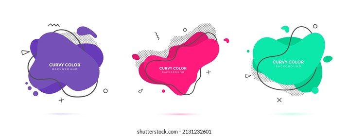 Moderno líquido irregular forma blob ameba elementos abstractos diseño gráfico de estilo plano fluido ilustración vectorial conjunto banner simple plantilla de forma para presentación, volante, aislado en fondo blanco