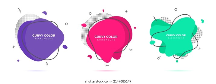 Moderno líquido irregular forma blob ameba elementos abstractos diseño gráfico de estilo plano fluido ilustración vectorial conjunto banner simple plantilla de forma para presentación, volante, aislado en fondo blanco