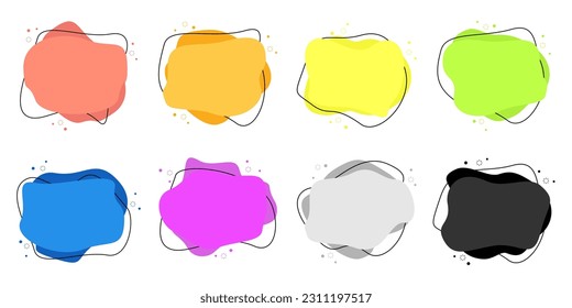 Moderner, flüssiger, unregelmäßiger Amöeba-Blog Form abstrakte Elemente Grafik-Flach-Design-Flüssigkeit Vektorgrafik-Set Banner einfache Form Vorlage für die Präsentation, Flyer einzeln auf weißem Hintergrund