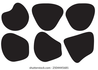  Modern liquid irregular amoeba blob shape abstract elements graphic flat style design fluid vector illustration set banner simple shape template for presentation, flyer, isolated on white background