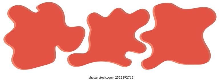 Modern liquid irregular amoeba blob shape abstract elements graphic flat style design fluid vector illustration set banner simple shape template for presentation, flyer, isolated on white background