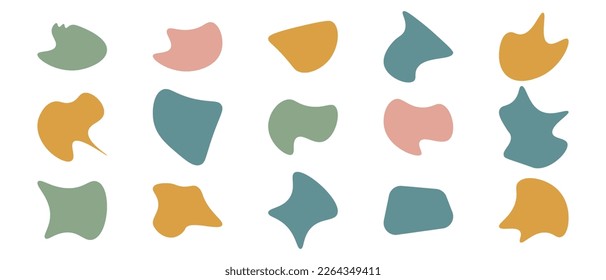 Modern liquid irregular blob shape abstract organic elements graphic flat style design fluid vector illustration. 