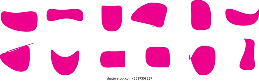 Conjunto de Ilustración vectorial de fluidos de diseño de estilo plano gráfico de Elementos abstractos de forma de mancha irregular líquida moderna.