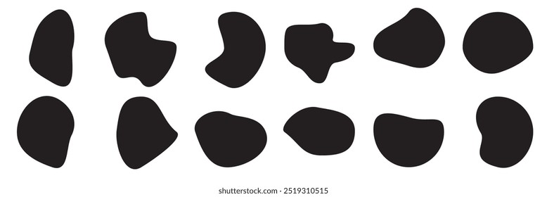 Conjunto de Ilustración vectorial de fluidos de diseño de estilo plano gráfico de Elementos abstractos de forma de mancha irregular líquida moderna.