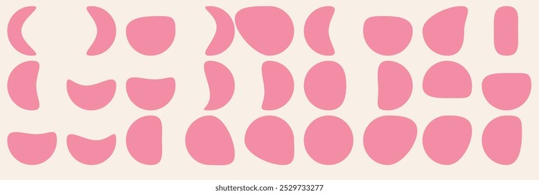 Modern liquid irregular blob shape abstract elements graphic flat style design fluid vector illustration set.
