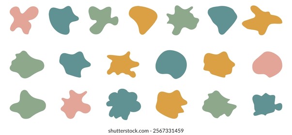 Modern liquid irregular blob shape abstract elements graphic flat style design fluid set. vector illustration 