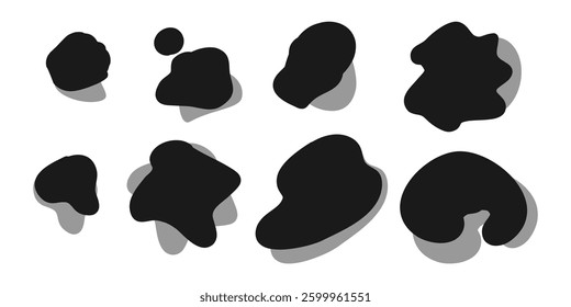 Modern liquid irregular blob shape abstract element. Random blotch, organic blob shape, stone silhouette, Ink stain. flat style design fluid vector illustration