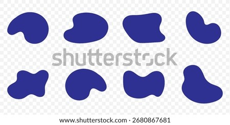 Modern liquid irregular blob shape abstract elements graphic flat style design fluid vector illustration set.